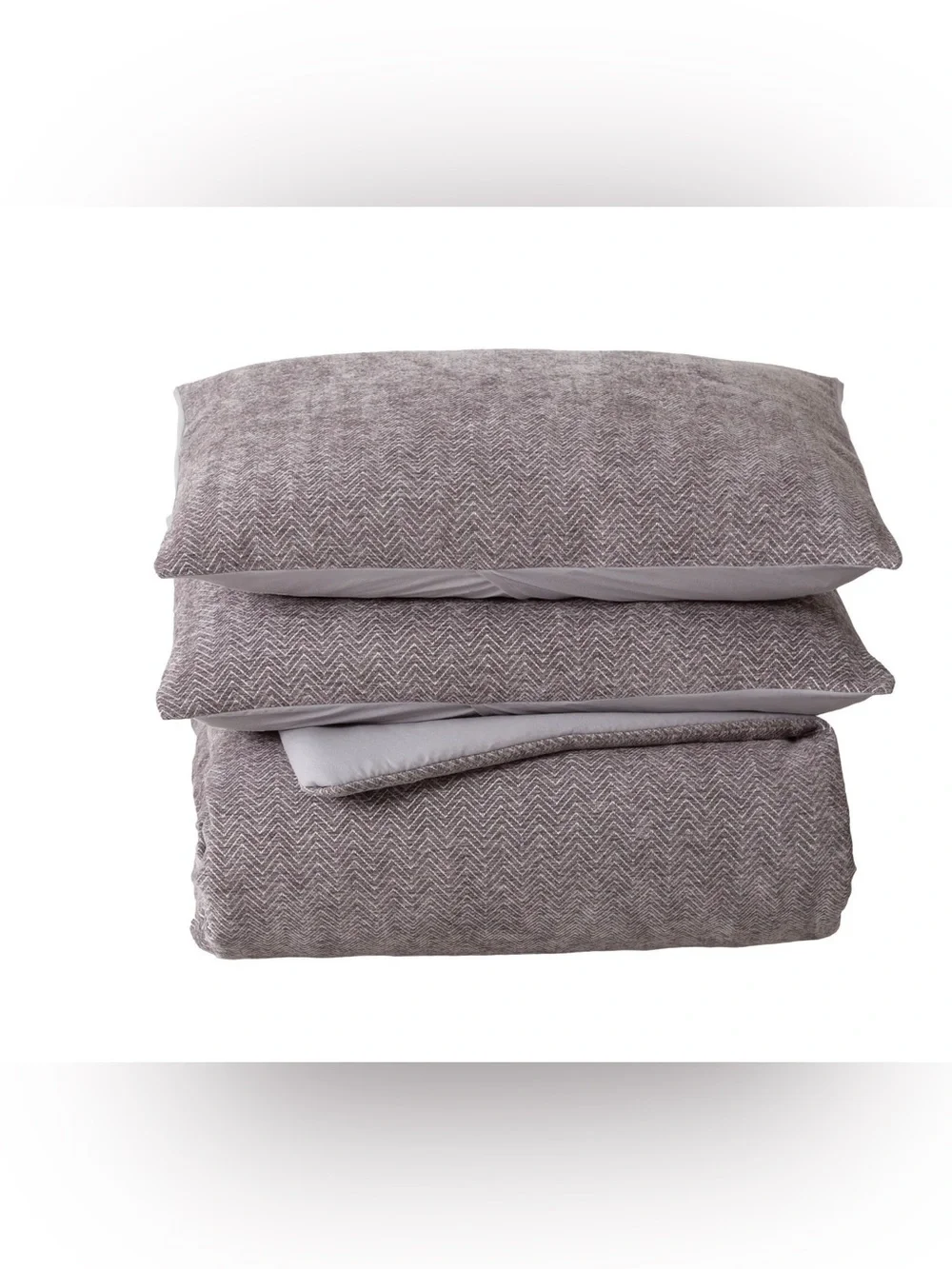 Berkshire Charcoal Herringbone Chenille 3-Piece Comforter Set